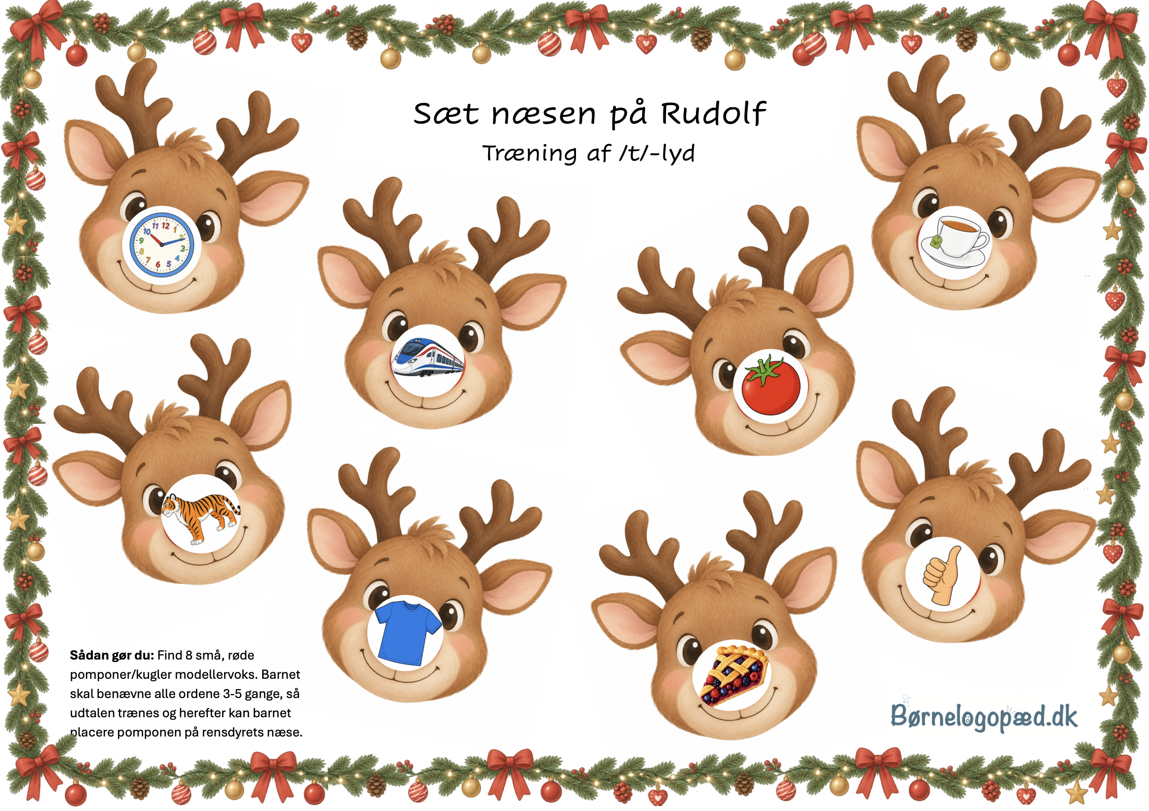 Sæt næsen på Rudolf: Træning af /t d/ og /blødt d/-lyd