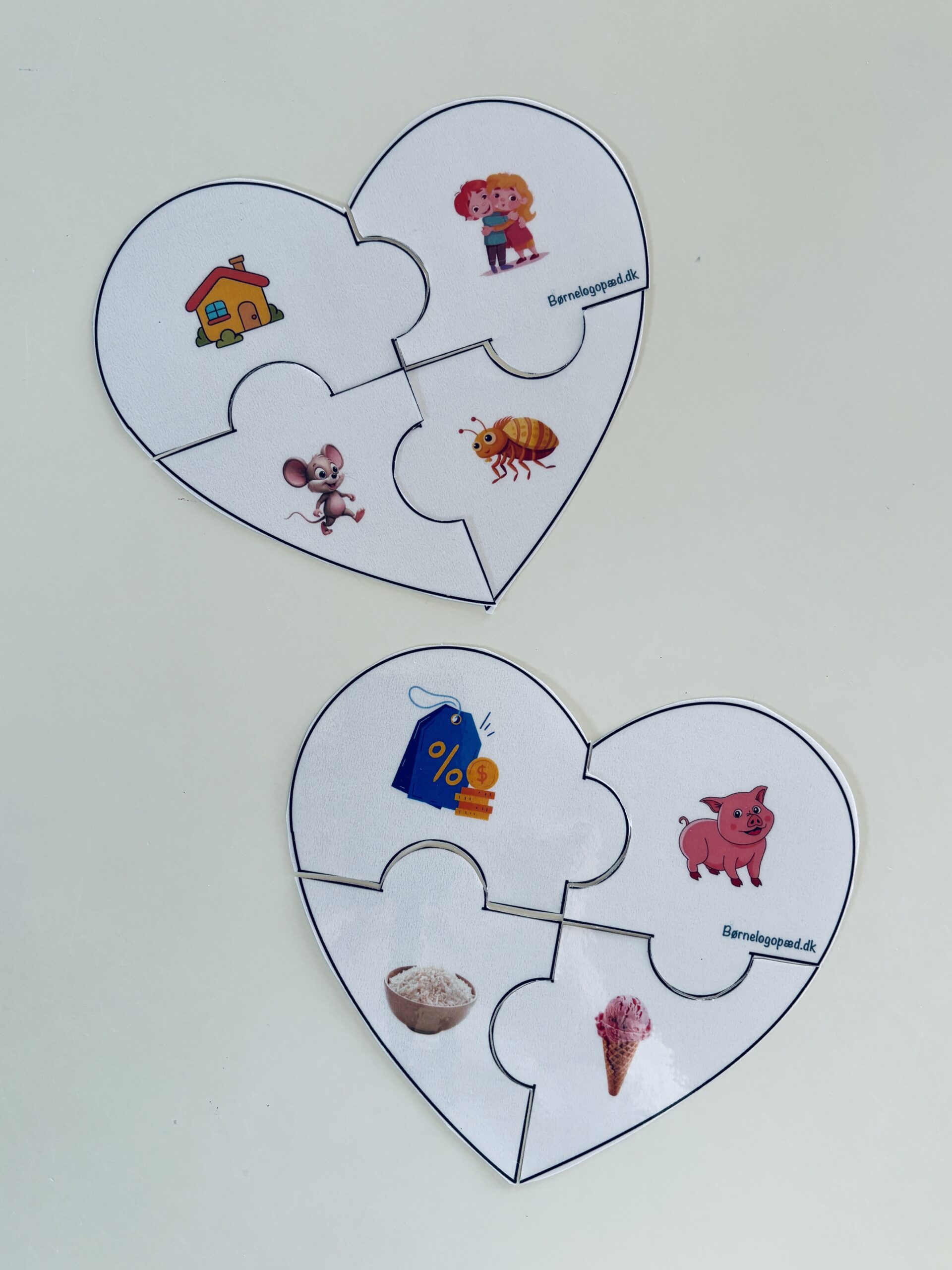 Rimhjerte puslespil: Træning af initial og final k/g-lyd