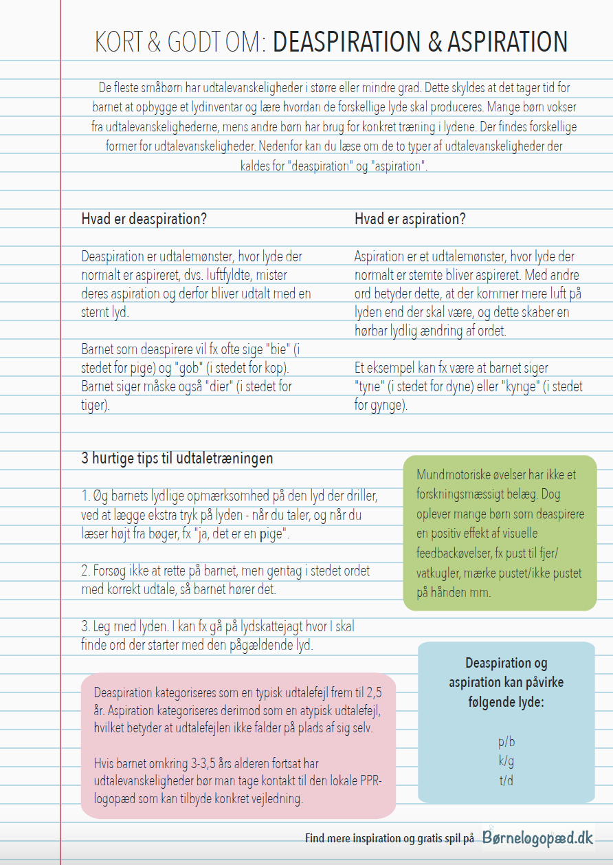 Infoark: Deaspiration og aspiration