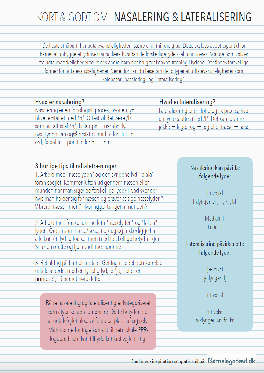 Infoark: Nasalering og lateralisering
